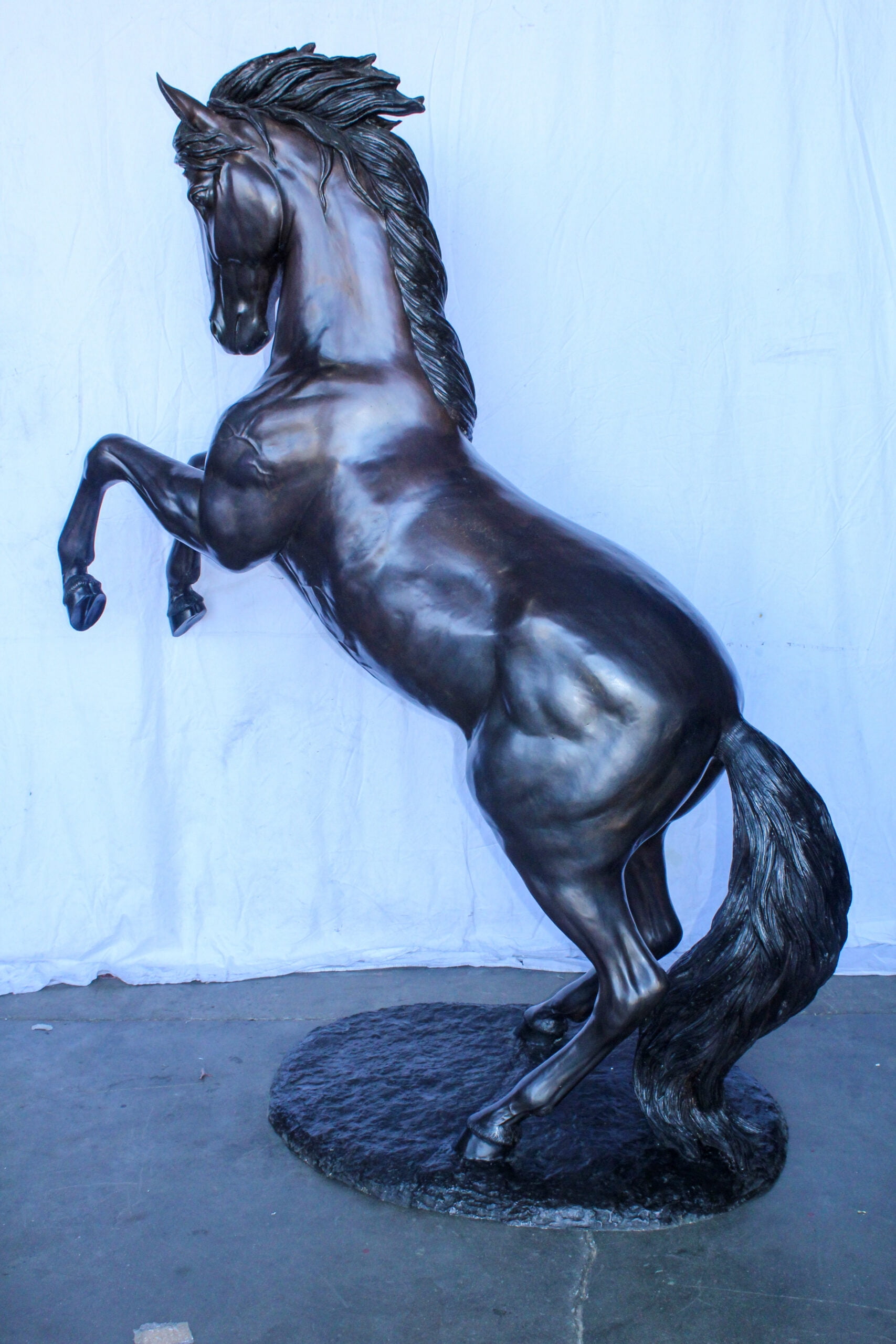Nifao Quarter Horse Rearing, Life Size Bronze Statue, Equestrian Art – Garden Outdoor Decor Sculpture, 72"L x 34"W x 83"H
