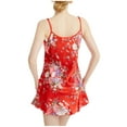 thumbnail image 2 of CALAFEBILA Women Pijana Set Plus Size for Women Camisole Pajamas Floral Print Satin Silk Super Short Dress Nightdress, 2 of 3