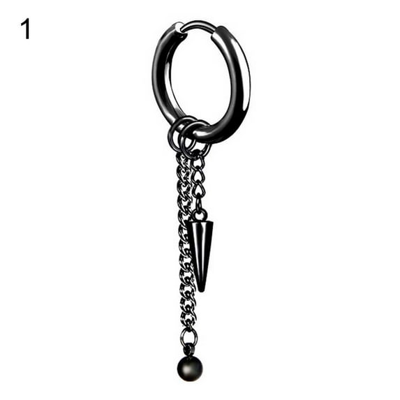 Ayyufe Pack Of 1 Men Long Chain Ear Piercing Loop Clip Hoop Earring