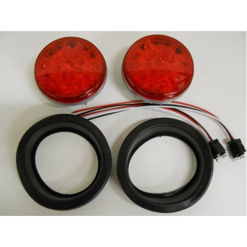 4" Round Red 21 LED Trailer Truck Brake Stop Turn Tail Light Kits