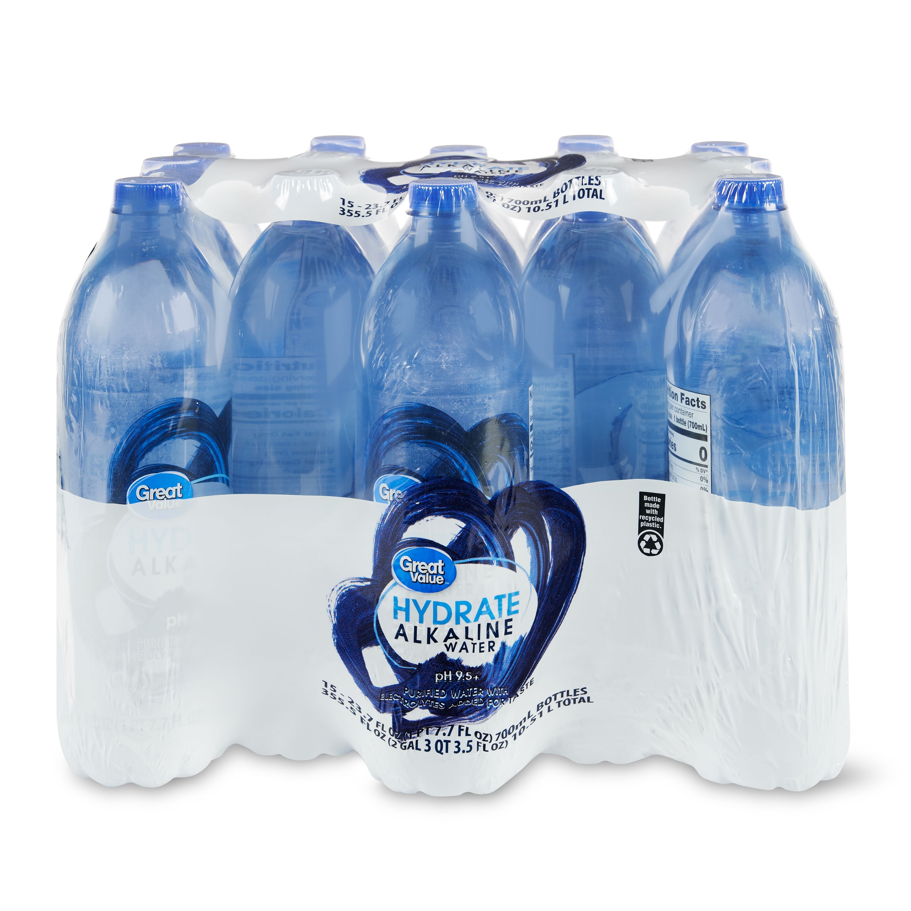 Great Value Hydrate Alkaline Water, 23.7 fl oz, 15 Count
