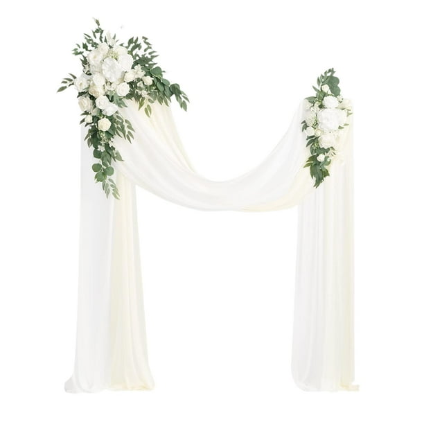 Arco de boda con kit floral, decoración de corona de rosas, guirnalda de flores artificiales para eventos Blanco