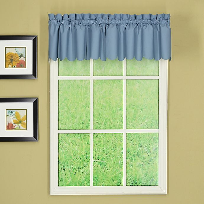Blue Scalloped Edge Rod Pocket Window Valance