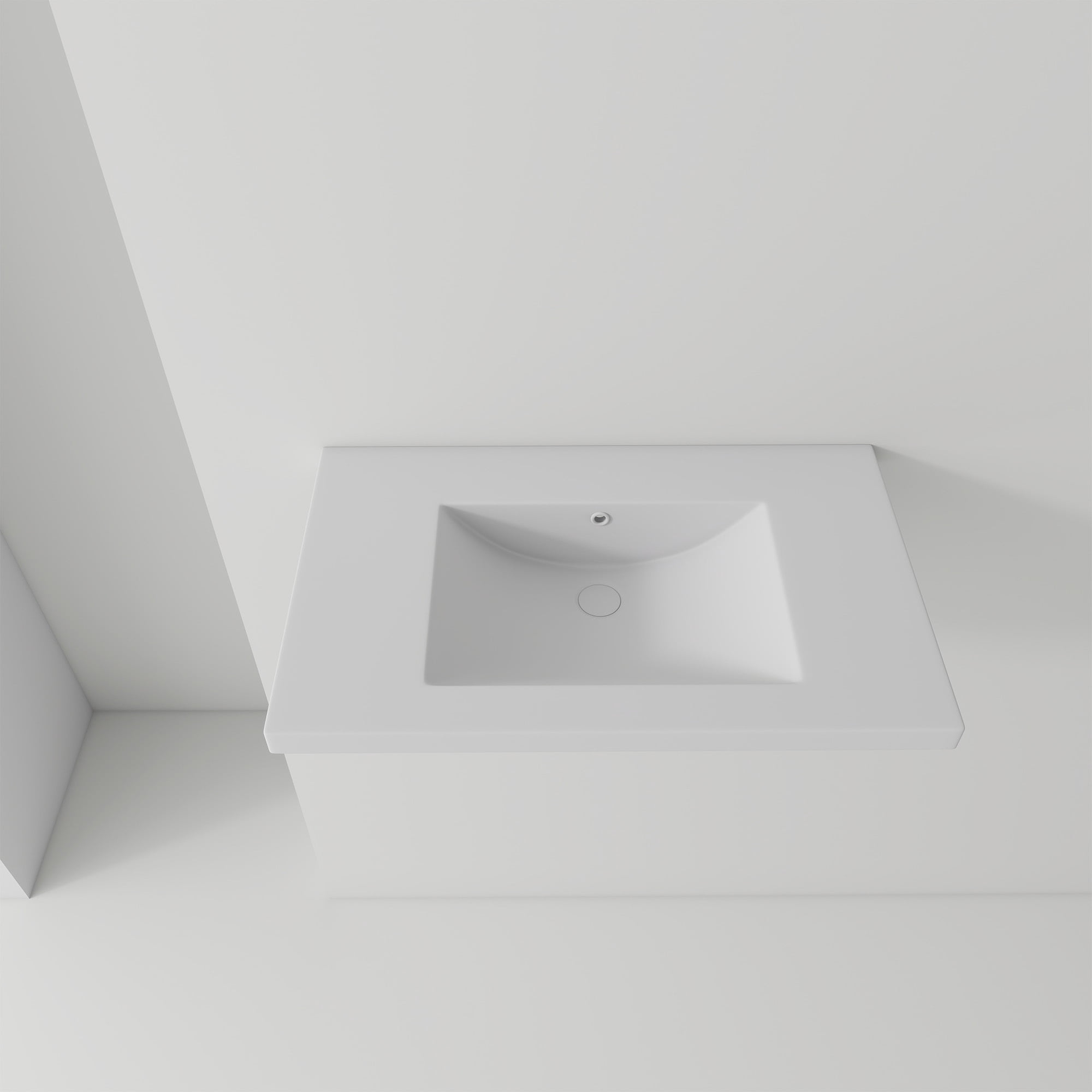 Leumius 30" Ceramic Basin Sink,Ultra-Thin 0.8" Profile,Single Faucet Hole,Wall-Mount or Vanity Ready,White