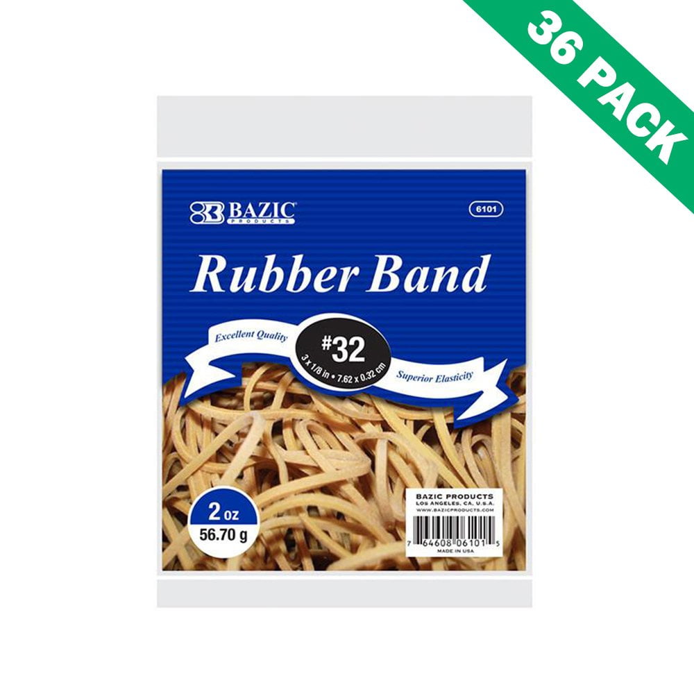 Strong Rubber Bands, Case Of 36 Elastic Bazic Rubber Bands Size 32 For Office