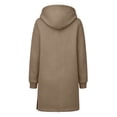 thumbnail image 4 of Fmbrln Womens Long Zip Up Hoodies Long Sleeve Solid Color Tunic Sweatshirt Fall Winter Drawstring Casual Outerwear Khaki L, 4 of 5