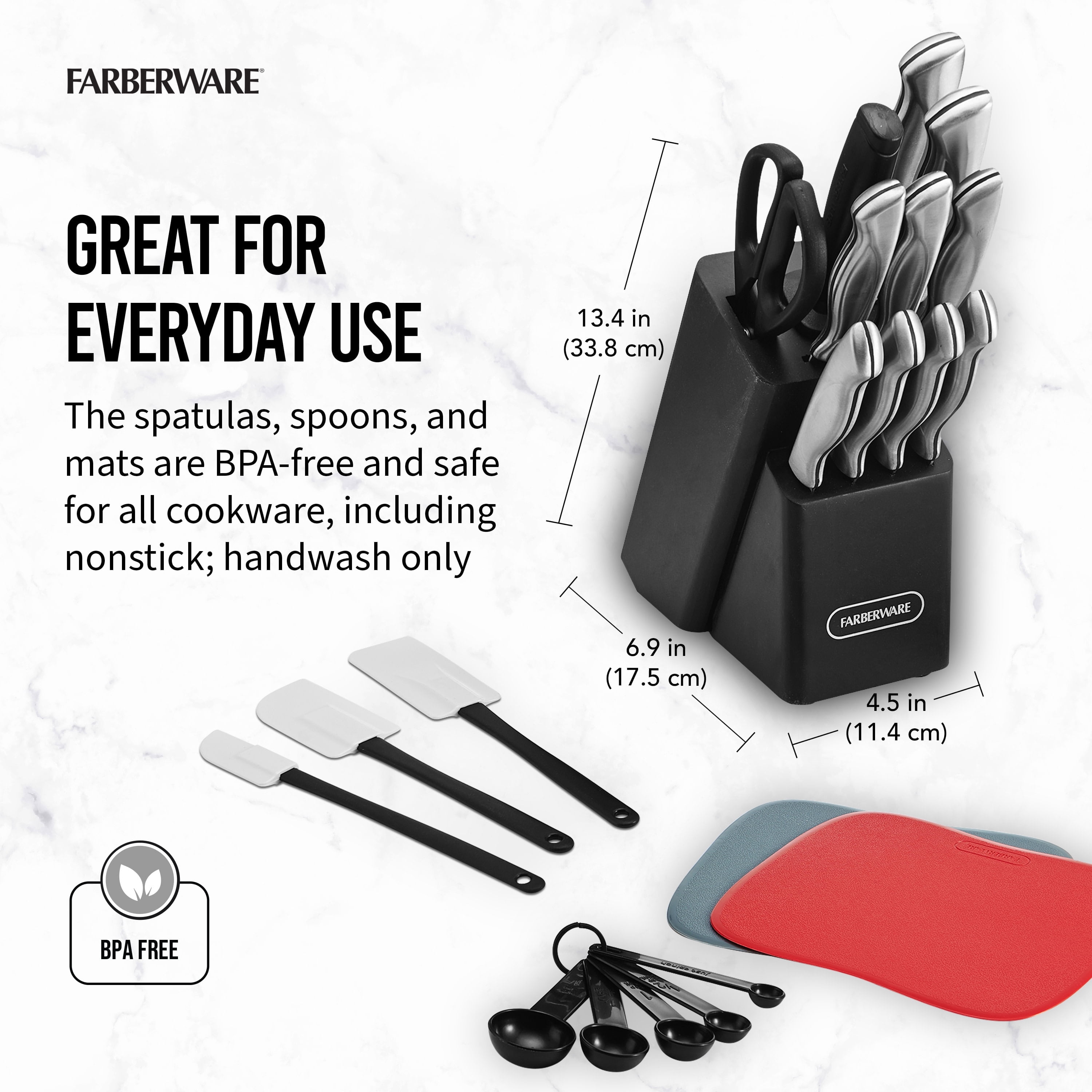 Farberware Classic 22 Piece Stamped Stainless Steel Knife Set and Utensil Set