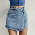thumbnail image 6 of tasrioml Women High-Waist Denim Shorts Retro Design Slim Fit Solid Color Fake Two Piece Skort Formal Casual Wear, 6 of 7