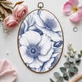 thumbnail image 7 of Canvas Wall Art Blue Flowers Petals Linear Patterns Repeated Motif Soft Lines Hand Oval Framed Canvas Prints Vintage Wall Hanging Decor for Home Decorations 8.6"x11.4", 7 of 7