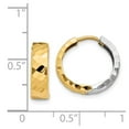 thumbnail image 2 of 14k Two-Tone Gold Textured Hinged Hoop Earrings - 1.3 Grams - Measures 14x15mm Wide 4mm Thick, 2 of 2