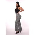 thumbnail image 2 of Cropped Straight Leg Pants With Button Waist Detail - Black, White Plaid, 2 of 9