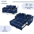 thumbnail image 3 of 3-in-1 Futon Sofa Bed with USB Charging Ports & Cup Holder, Upholstered Sleeper for Living Room, Apartment, Blue, 3 of 10