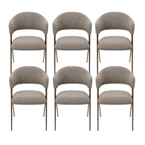AFO Modern Upholstered Dining Chairs Set of 6, Kitchen Arm Chairs with Curved Backrest and Metal Legs, Wide Seat for Dining Room, Taupe
