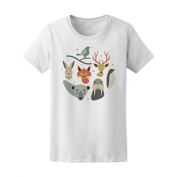 Cute Animals Polar Bear, Deer T-Shirt Women -Image by Shutterstock, Female Small