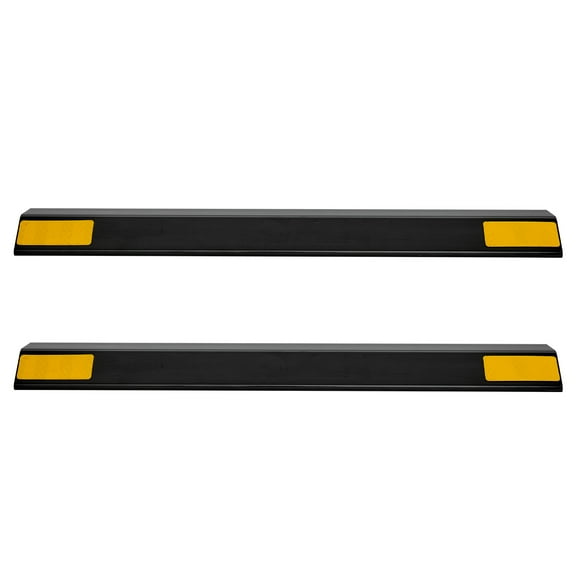 KFFKFF Parking Stopper, Set of 2, 18-Inch Durable Garage Parking Aid with Reflective Strips, PP Material Floor Stopper for Cars, Vans, Trucks, Tire Guide Blocks