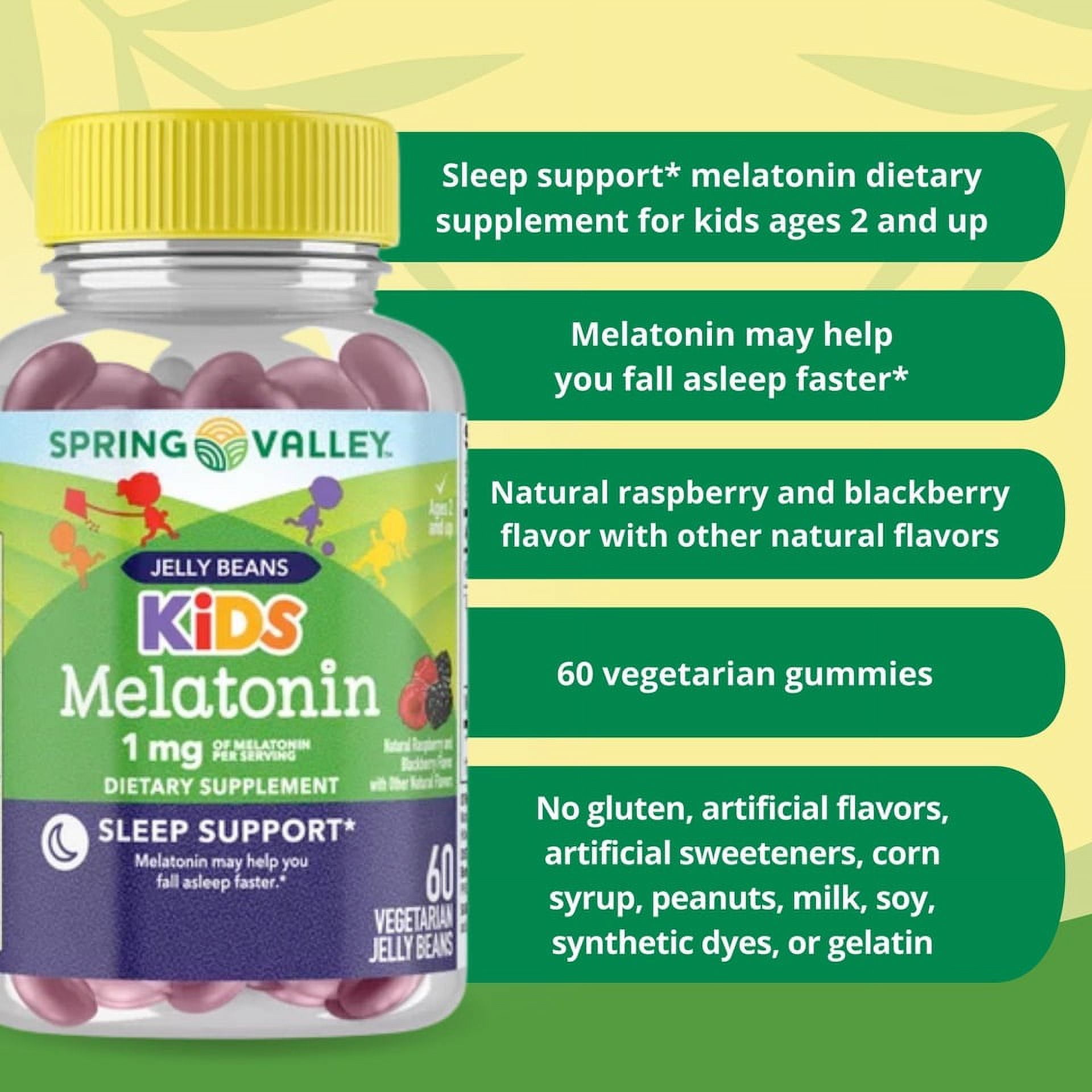 Spring Valley Melatonina para niños 1 mg Sleep, 60 gomitas vegetarianas  (paquete de 2)