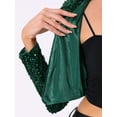 thumbnail image 5 of INSPIRE CHIC Women's Party Shiny Sequin Long Sleeve Open Front Shrug Cropped Jacket XL Dark Green, 5 of 6