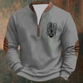 thumbnail image 2 of KHONTS Men's Quarter Zip Western Hoodless Sweatshirts Long Sleeve Aztec Jackets Cowboys Country Pullover Tops 5-Grey S, 2 of 3