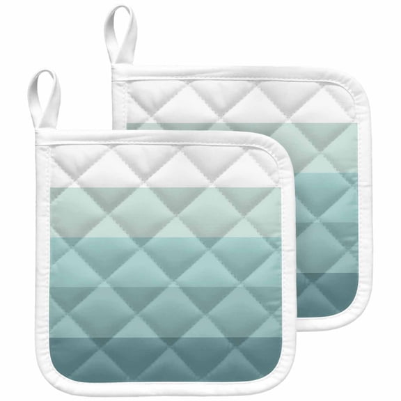 Teal Ombre Pot Holders for Kitchen Heatproof Potholder, 2 Pack Modern Abstract Art Farmhouse Striped Hot Pads Multipurpose Oven Pads Cloth Potholders Trivet for Cooking and Baking