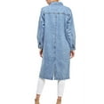 thumbnail image 4 of Women's Long Casual Maxi Length Denim Cotton Coat Oversize Button Up Jean Jacket (Light Blue, M), 4 of 5