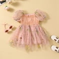 thumbnail image 4 of Gupgi Bambin Filles Robe de Fleur 12M 18M 24M 3T 4T Enfants Manches Courtes Robe en Mesh Froncé Robes de Princesse Bébé Été, 4 of 8