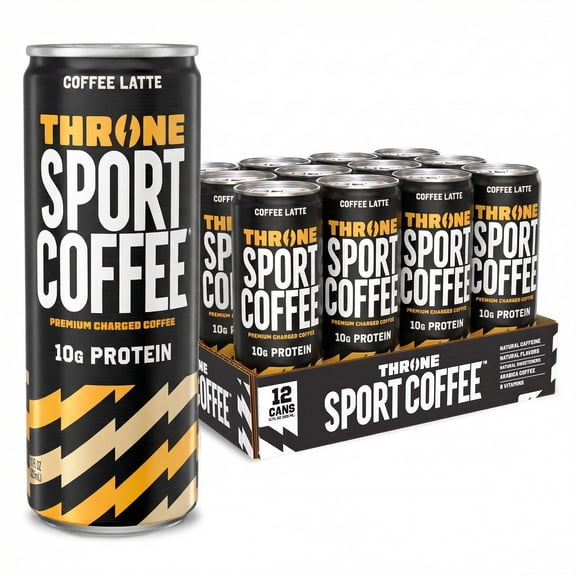 Throne Sport Coffee, Coffee Latte , 150mg Caffeine, 10g Protein, B Vitamins, Lactose-Free Coffee Drink, NSF Certified, 12 Pack