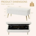 thumbnail image 2 of Storage Ottoman Bench for Bedroom, 44" Upholstered End of Bed Storage Bench with Gold Metal Legs, Modern Fabric Ottoman Storage Bench with Seating for Living Room Entryway, White, 2 of 8