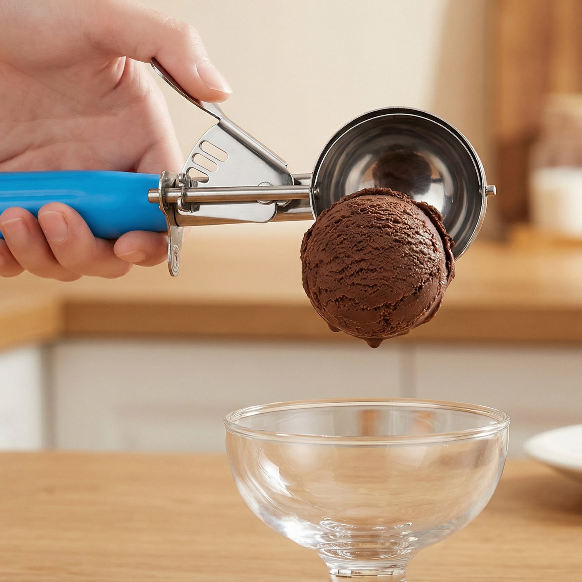 Unique Bargains Stainless Steel Ice Cream Scoop Blue 8.5in