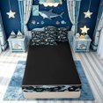 thumbnail image 4 of meiyoeat Cartoon Shark Zipper Full Size Comforter Sets with Fitted Sheet and 2 Pillowcases for Kids Boys, Seaweed Ocean Animals Zipper Bedding Set for Bedroom, Black Blue, Black ReversibleB, 4 of 6