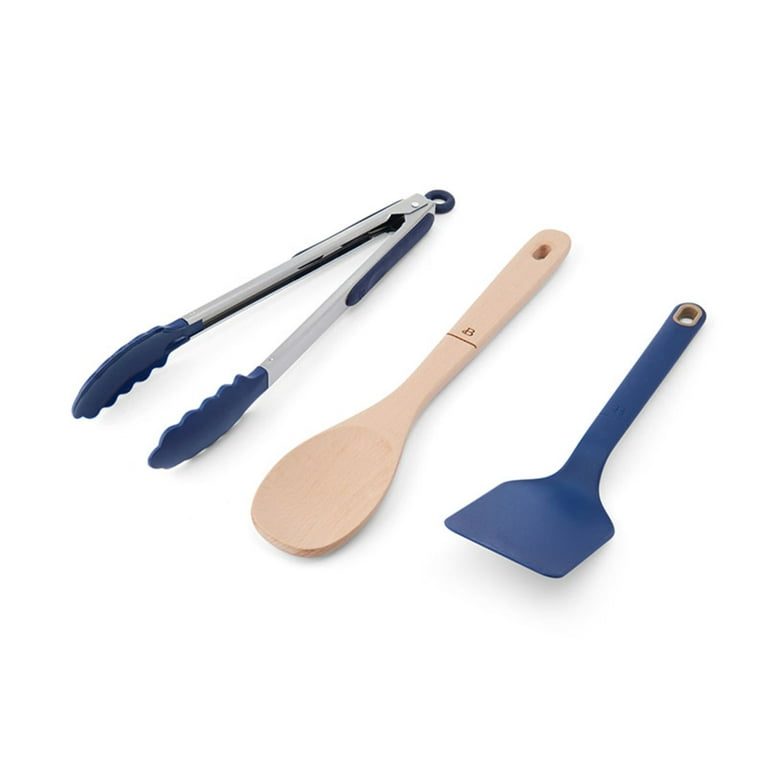 Beautiful By Drew Barrymore Kitchen Utensil 5 Piece Set with Silicone Tools  and Crock, White 