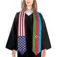 thumbnail image 3 of DABOYOZHZH Azerbaijan Mix United States Flag Graduation Stole Sash For Study Aboard International Students, 3 of 9