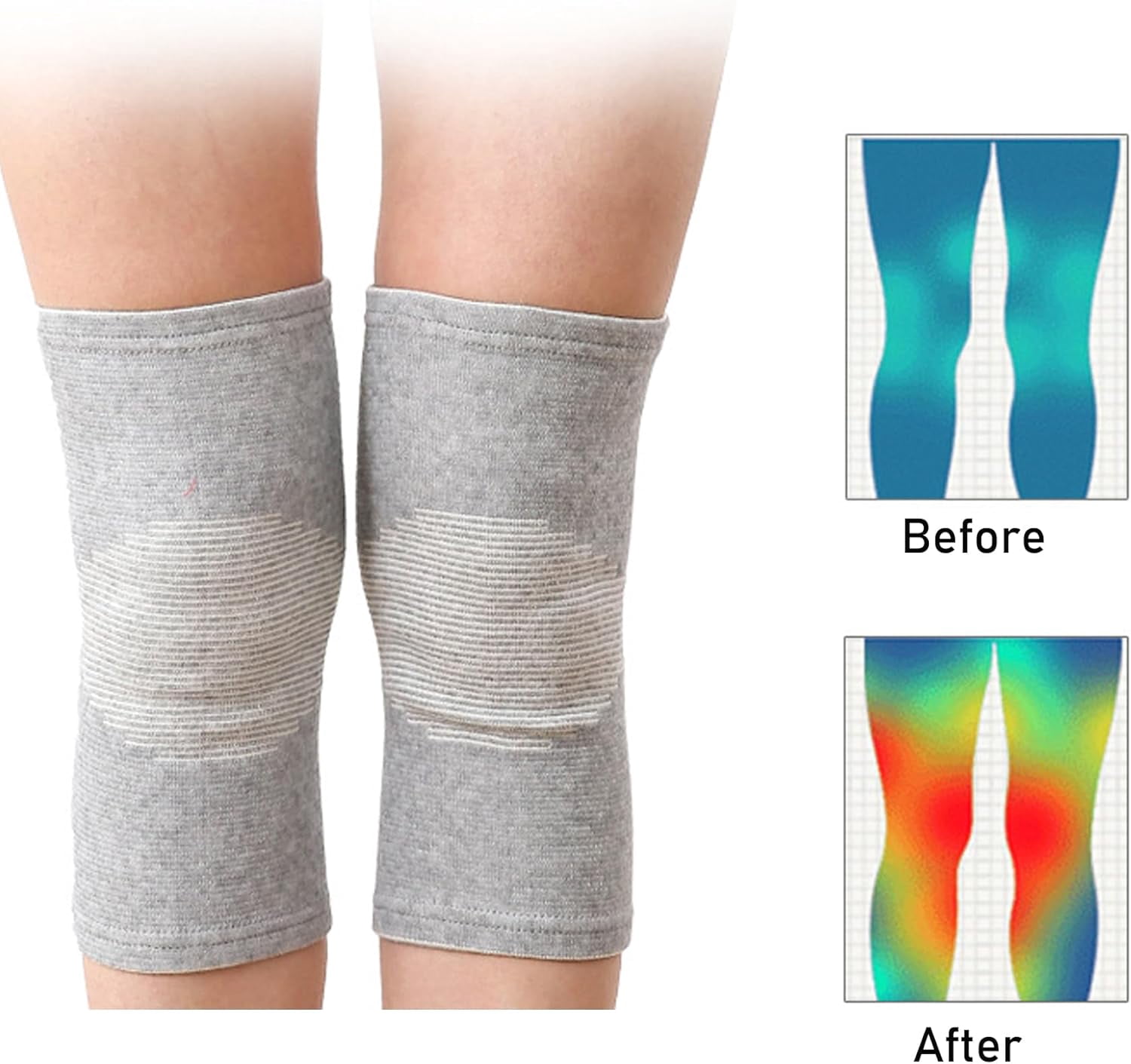 Bamboo Charcoal Knee Sleeve - Br Compression -Elastic Warm Bmboo for Arthritis (Gray, Large)