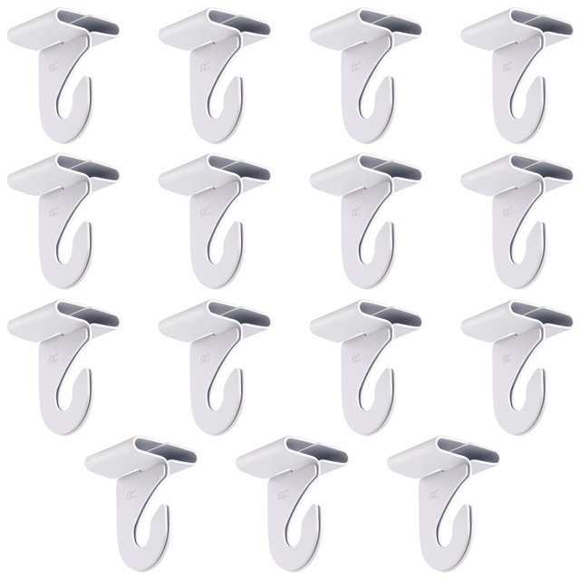 Gansita 15 Pares de Ganchos de Techo para Colgar Blancos Ganchos de Techo Resistentes Ganchos de Barra en T de Metal Ganchos de Techo Suspendidos para Azulejos Clips de Techo para el Hogar Aula Rejill