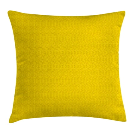Artworks Home Pattern - Yellow Decor Throw Pillow Cushion Cover, Modern Leaf Branch Abstract Ivy Vines Pattern Artwork with Flower Like Art Circles, Decorative Square Accent Pillow Case, 24 X 24 Inches, Yellow, by Ambesonne