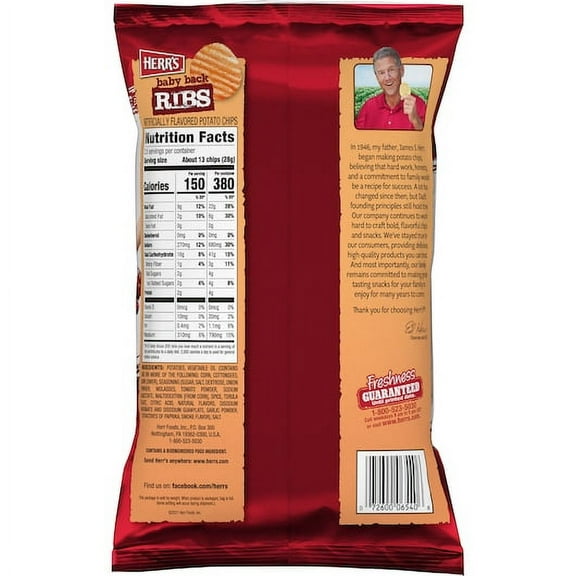 (Price/Case)Herr Foods 6540 Baby Back Rib Chips, 2.5 Ounces
