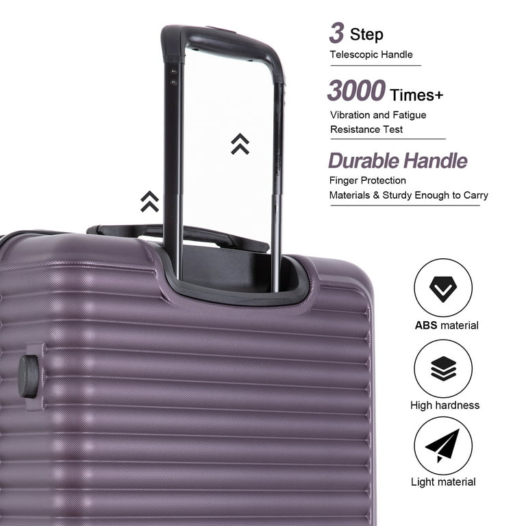 Travelhouse 3 Piece Hardside Luggage Set Hardshell Lightweight Suitcase  with TSA Lock Spinner Wheels 20in24in28in.(Light Purple)