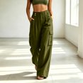 thumbnail image 2 of RFQWOVSR Women's Elastic Waist Straight Leg Linen Pants with Pockets Loose Fit Casual Summer Trousers S, 2 of 4