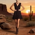 thumbnail image 3 of Western Cowgirl Dress for Women Sleeveless V Neck Slim Fit Tassel Hem Knee Length Tank Dresses Country Concert Dress, 3 of 6