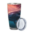 thumbnail image 2 of Cauagu Sunshine Ocean Whale Pattern 20oz Tumbler,Stainless Steel Vacuum Insulated Tumbler with Lid Durable Insulated Coffee Mug Thermal Cup with Splash Proof Sliding Lid-Straw Two-piece Set, 2 of 8