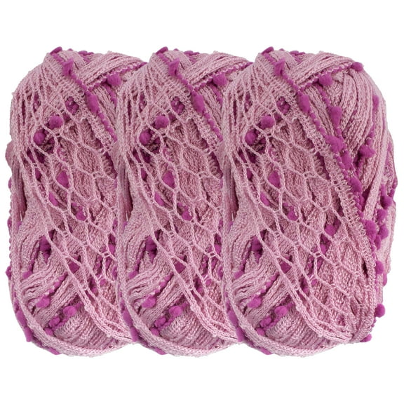 JubileeYarn Fishnet Pom Pom Yarn - 100g/Skein - Royal Purple - 3 Skeins