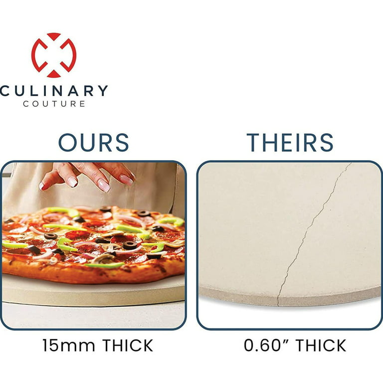 Culinary Couture 15 Round Pizza Stone for Oven and Grill - Cordierite  Pizza Stone for Bread, Calzone, Cookies - Oven and Grill Pizza Stone for
