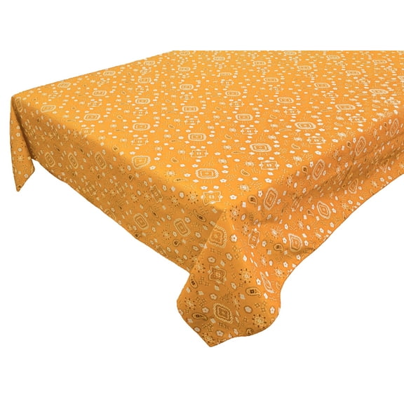 Cotton Tablecloth Floral Print Paisley Bandanna Orange