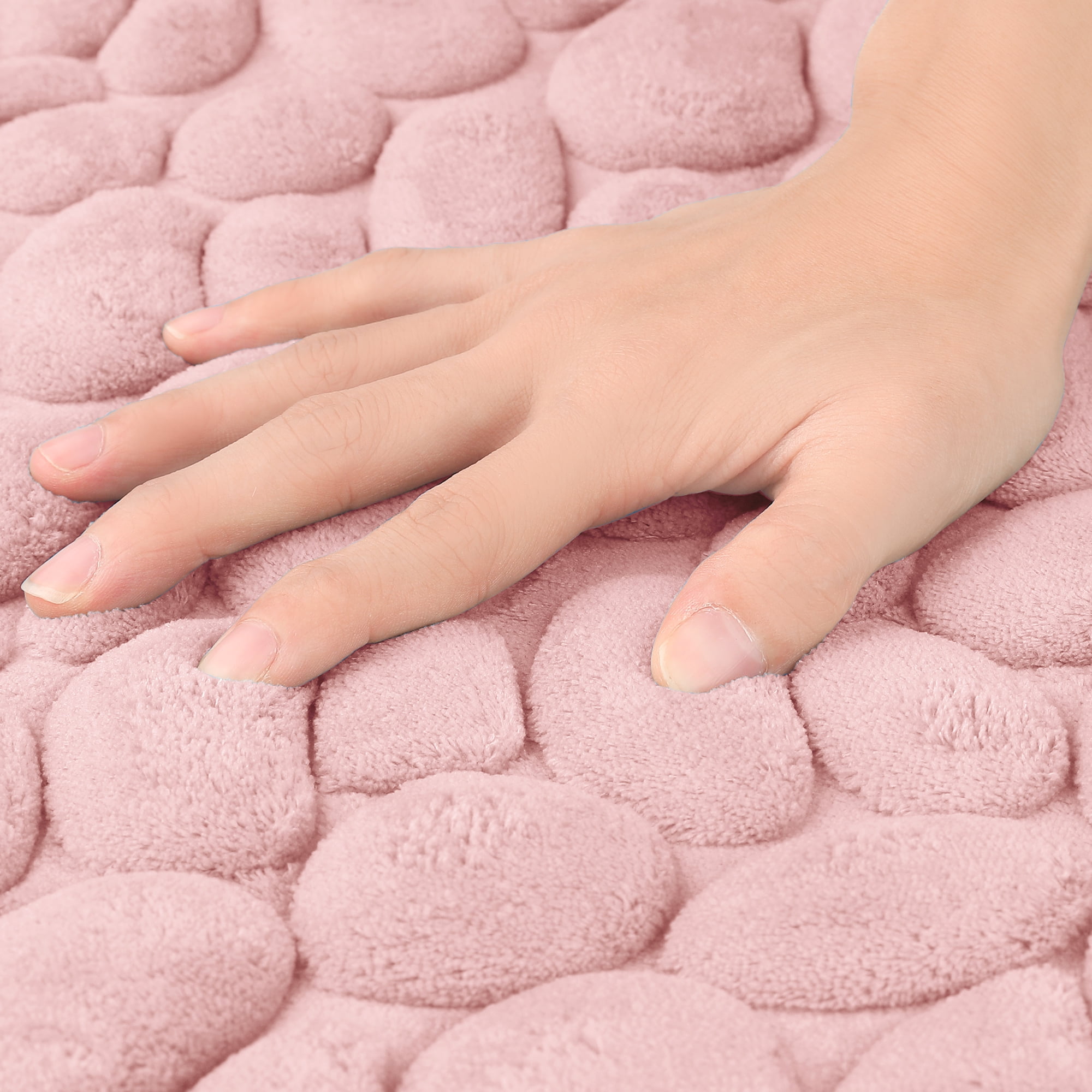 Unique Bargains Memory Foam Soft Bath Mat Quick Dry Bath Carpet Rug Pink 16"x24"