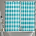 thumbnail image 3 of Brown White Plaid Kitchen Curtain 84 Inch Length Small Short Cafe Tiers Curtains Drape, Gradient Geometric Buffalo Checkered Window Treatment Rod Pocket Drapery Panels Curtains, 52x84, 3 of 5