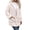 Beige, variant on Women's Hooded Cable Textured Sherpa Coat Button Front Mid-Length Teddy Fleece Jacket with Side Pockets Warm Winter Casual Outerwear,Size:S-XXL