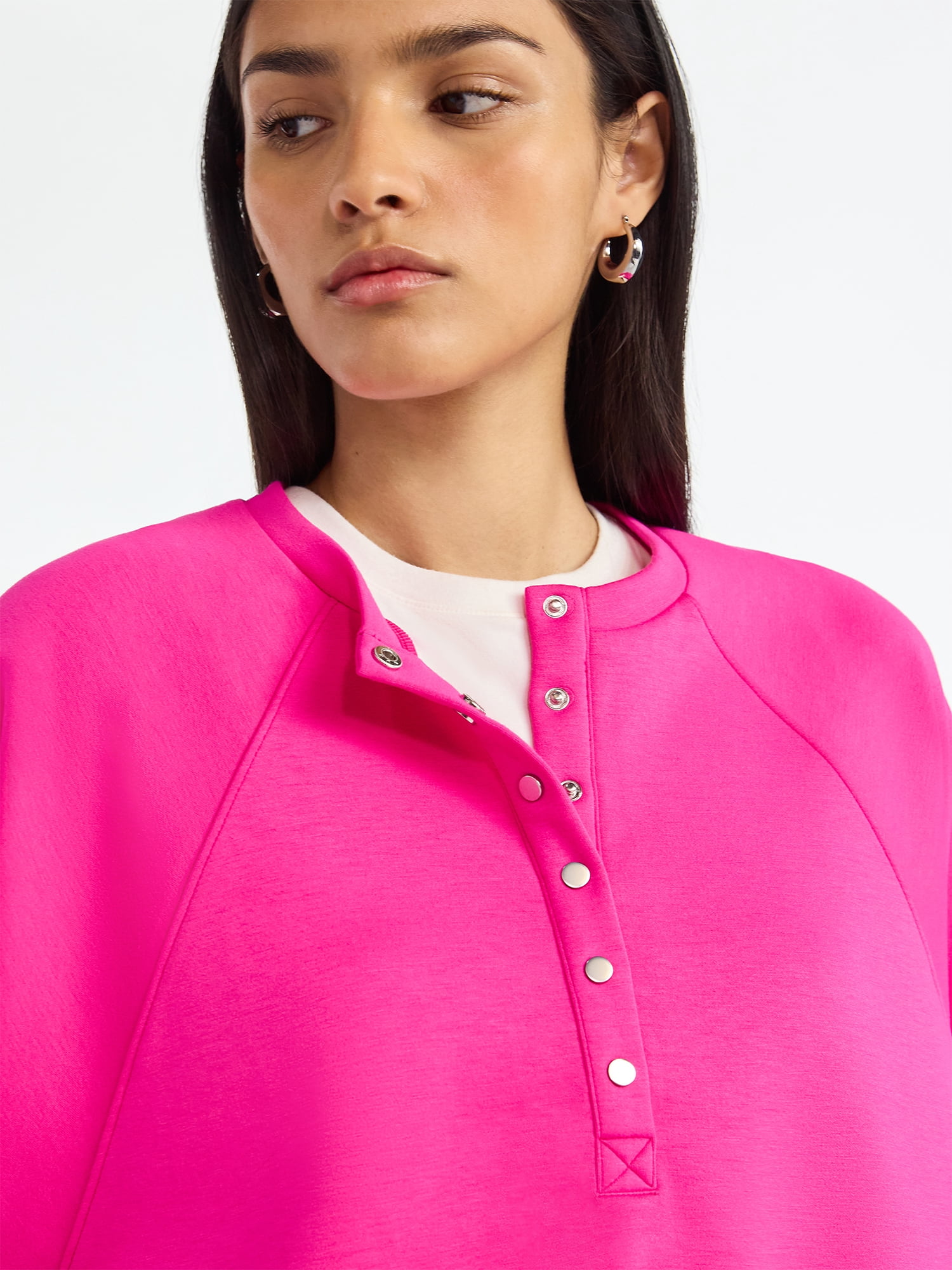 Scoop Women’s New Scubaknit Raglan Henley Top, Sizes XS-XXL