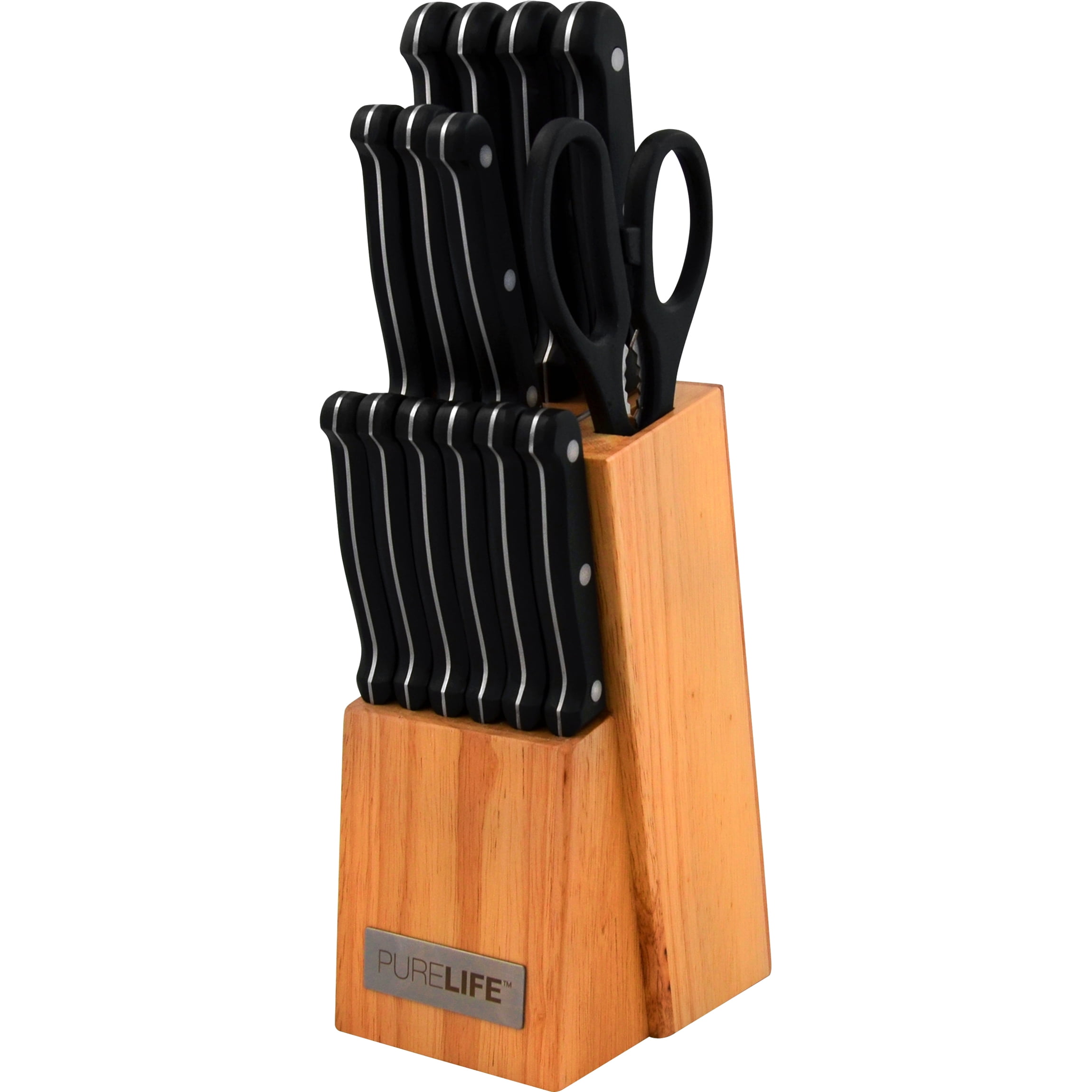 15pc Knife Block Set with Double Serrated Blades