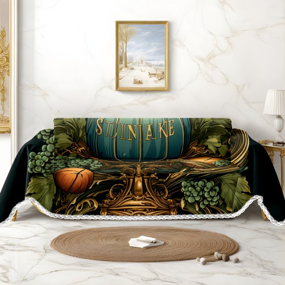 Throw Sofa Cover Soft Washable Decorative Couch Covers for 3 Cushion with Tassels Furniture Protector for Pets and Kids 71x91in
