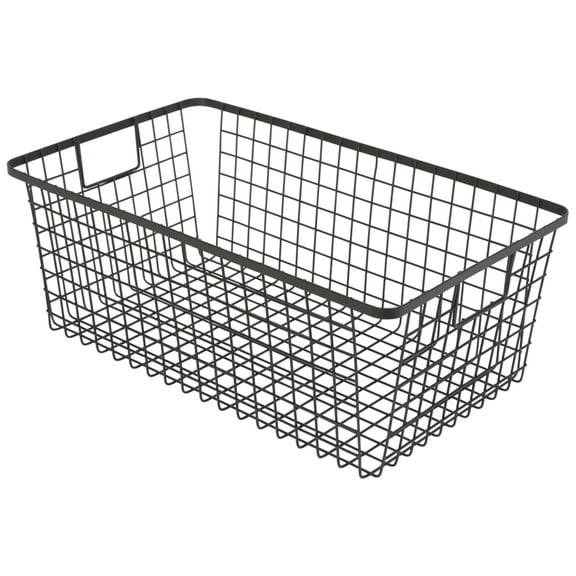 Smart Design Nestable Basket Organizer with Handles - 9 x 16 x 6 inch - Black - Set of 4