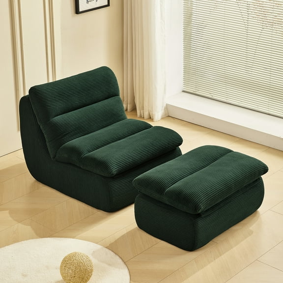 Modern Compact Corduroy Lounge Chair - Ergonomic For Small Upbeat Areas Space With And Cozy